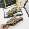 Designer Slide Slippers Women Loafers Metal Chain Jacquard Sandals Casual Shoe Fashion Luxury Vintage Slipper Comfortable Shoes With Genuine Leather