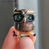 Pins Brooches Trendy Green Eyes Enamel Pins Rhinestone Owl Brooches For Women Men Clothes Scarf Casual Party Office Brooch Jewelry Gift Y240329