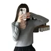 Women's T Shirts 2024 Women Fall Sexy Chain Slim Body Long Sleeved Black T-shirt Tops Female Fashion Korean Y2k Round Neck Solid Color