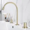 Bathroom Sink Faucets Solid Brass Gold/Chrome Double Handle Faucet Kitchen Basin Mixer Tap