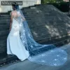 MMQ M76 FRビーズ大聖堂の結婚式ベール1ティアソフトチュールLG女性のためのブライダルウェディングアコリーの白い結婚式ベールU5SK＃