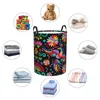 Sacs à linge Mexicain Floral Fleur Textile Panier Pliable Grande Capacité Vêtements Bac De Rangement Coloré Broderie Bébé Panier