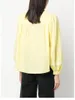 Women's Blouses Yellow O-neck Blouse Lace Trim Embroidery Sweet Long Sleeve Spring Summer Lady Shirt