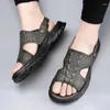 Sandals Men Crocodile Pattern Soft Non-Slip Shoes High Quality Beach Mens Gladiator Summer Casual Flat