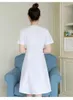 1pc mulheres nova cor sólida enfermeira uniforme roupas femininas manga curta verão fina beleza sal hospital roupas de trabalho k3ds #
