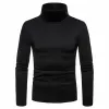 Fi hommes décontracté coupe ajustée basique col roulé tricoté pull col haut pull mâle Double col automne hiver hauts Y5x6 #