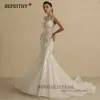 Bepeithy Sirena Abito da sposa in pizzo per la sposa 2022 Sleevel Corte dei treni Tromba Festa nuziale Abito vintage Negozio on-line x3As #