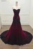 Urban Sexy Dresses Vintage Black and Burgundy Red Gothic Wedding Dress Mermaid Sweetheart Lace Tulle Non White Victorian Bridal Gowns Bride yq240329