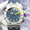 Наручные часы Nice AP Epic Royal Oak Offshore Series 26703ST, синий циферблат, 1/4, желтый, с функцией хронографа, мужские часы, 42 мм