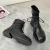 Boots Women Thick-soled Motorcycle Short Casual Fashion Medium Tube British Style All-match Lace-up Ankle The Listing Shoes