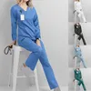 scrubs Medical Uniforms Women 2023 Lg Sleeve V-neck Pocket Care Workers T-shirt Tops Autumn Uniformes De Enfermera Mujer w03N#