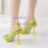 designer womens Sandals Women Stiletto Shoes Crystal Sandals Amina New Fashion Large Size Fairy Transparent High Heel sheos