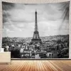 Tapestries European Eiffel Tower Tapestry Golden Yellow City Paris Wall Hanging Buildings Living Room Home Decor Clot