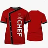 Veste de chef unisexe Hommes Femmes T-shirt de chef Chemise à manches courtes avec veste de chef d'impression 3D Uniforme imprimé Tee Top Chef Undershirt G70p #