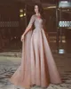 Parti Elbiseleri Şampanya Rhinestone Prom Crystal Boncuklu Boncuklu Resmi Gece Elbise Cape Zemin Uzunluğu Özel Yapımı Gowns
