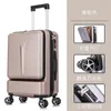 Suitcases Luggage Women's Large Capacity Front Opening Business Trip Boarding Suitcase Universal Wheel Password Rod Case Strong