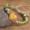 Strand Heart Charm Armband Natural Stone String flätad Macrame Friendship Wrap Armband Kvinnor smycken