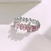 Anelli a grappolo 2024 Anello fiore rosa fresco Lady Gioielli dolci per la vita quotidiana Accessori color argento Donna delicata femminile