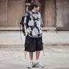 Shorts masculinos japoneses carga homens mulheres verão respirável solto perna larga calças curtas harajuku casual grande bolso reto trabalho