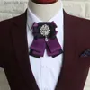 Bow -slipsar handgjorda brittiska stil nya diamanthalsar marinbågar för män bröllop groomsman bowtie slips mode klädtillbehör y240329