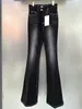Dżinsy damskie retro wysoki talia mielona biała dżins Slim Fit Flered Pants 2024 Spring Korean Fashion Clothing