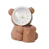 Horloges de table Alarme de bureau Horloge Cochon Porte-stylo multifonctionnel Fournitures scolaires Papeterie Boîte de rangement pour pinceaux de maquillage