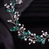 Handmade Wedding Wedding Rhineste simple Vine Bridal Sier Piudad del cabello Green Crystal Diadema Accesorios para mujeres A3Go#