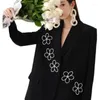 Ternos femininos inverno pequena fragrância estilo curto pérola flor bordado blazers retro francês bordado solto terno jaquetas