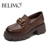 Freizeitschuhe BELIMO Plattform Penny Loafers Damen Echtes Kuhleder Runde Zehen 2024 Slip On Chunky Sole Damen Handgemacht