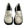 Casual Shoes 2024 Luxury Coarse Heel Bow Small Leather For Women's Fun Day High Quality Flat