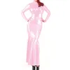 Robe de latex sexy LG Manches en caoutchouc Dr Faux Tox Pvc Party Club Slim Fi Bag Hip Fishtail Dr Outfits LG Dres 18XV #