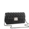 Totes popular plissado e nicho bordado bolsa 2024 nova moda feminina versátil corrente crossbody pequeno saco quadrado