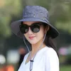 Berets Unisex Summer Sunscreen Wide Brim Bucket Hats Women Sun Protection Waterproof Panama Caps Hunting Fisherman Hat Mens