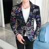 Men's Suits 2024 Spring And Autumn Product Fashionable Trendy Letter Printed Small Suit Fragmented Flower For Men