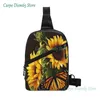 Backpack Sling Bag Sunflower And Butterfly Chest Package Crossbody For Cycling Travel Hiking