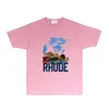 Rhude Brand Tshirt Womens and Mens Designer Trend Trend Fashion krótkie rękaw RH119 Gallop Racing Print T-shirt Short-Sleeved Rozmiar S-XXL