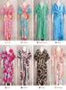 Bikini Coverps Boho Print Long Long Bress Breted Sexy Beach Tunic Tunic Summer Women We Beach Wear Suit Cover Up A932 240315