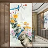 Naklejki okienne Film Film kwiat i wzór bambusa szklane szklane drzwi Pvc bez kleju elektrostatyczne okna blokujące słońce