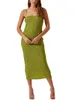 Sukienki swobodne elegancka szorstka sukienka BodyCon Bodycon z paskami spaghetti Współzałożone design cami i detale backless - idealne dla