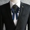 Bow Ties Erkek ve kadın düğün için papyon İngiliz Kore moda iş resmi elbise gömlek el yapımı siyah rhinestone kurdele bowtie y240329