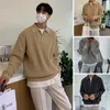 Men koreanska mode Knitwear Harajuku Knit tröja Casual Pullovers Jumpers Warm Sweatshirts Vintage Sweaters Man Winter Clothing 240315