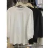 Damen-T-Shirts, lässig, hohle Spitze, Aufflackernärmel, Damenbluse, Sommer, koreanisches, solides, elegantes Oberteil, bestickter Haken, Blume, O-Ausschnitt, weißes T-Shirt