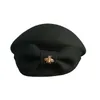 Newsboy Hats Bowtie béret automne laine à la mode haut-de-forme femmes chapeau chaud marque designer métal abeille chapeau noir femmes 2021 cadeauL2403