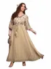 TOLEEN WOMEN PLUS SIZE MAXI DRES LACE VINTAGE 7ポイントスリーブプリーツスカートDr Middle Eastern Banquet Fi DR P86B＃