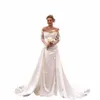 Luxe détachable sirène mariage Dres femmes élégant sexy chérie Princ plissé satin robes de mariée formelle Fi Party Q2Eb #