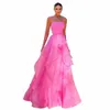 Sevintage Hot Pink Ruffles Prom Dres Sweetheart Pleated Strapl golvlängd Formell Evening Dr Women Special Party Gowns K9lc#