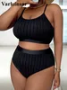 0xl - 4xl żebrowane bikini duże rozmiary stroju kąpielowego Plus Kobiety kostium kąpielowy Kobiet Dwuczęściowy zestaw Bikini Kąpiec Bather SWORE V4987 W3S8#