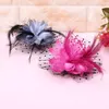 women Fascinator Hat 20s 50s Vintage Solid Color Mesh Veil Headband Fr Feather Pearl Wedding Tea Party Headwear F0cJ#