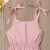 Tute 1-5T Estate Bambino Bambini Neonata Pagliaccetto Senza maniche Cinturino solido Tuta Elegante Carino Principessa Abbigliamento Boho Beach Abiti Dhnm5