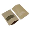 Storage Bags 5.5''x7.9'' (14x20cm) Kraft Paper W/ Clear Window Stand Up Packaging Package Bag For Food Coffee Resealable
